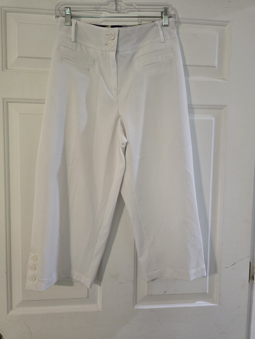 Cato White Cropped Wide-Leg Pants